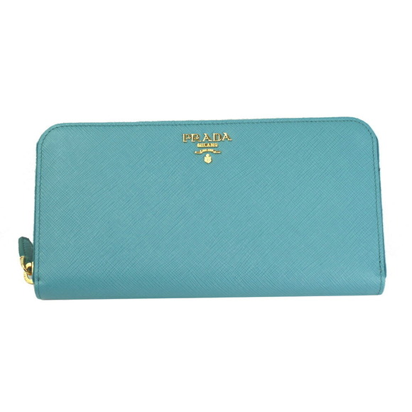 Prada Turquoise Wallet Blue Long Zip Leather TURCHESE - Picture 1 of 4